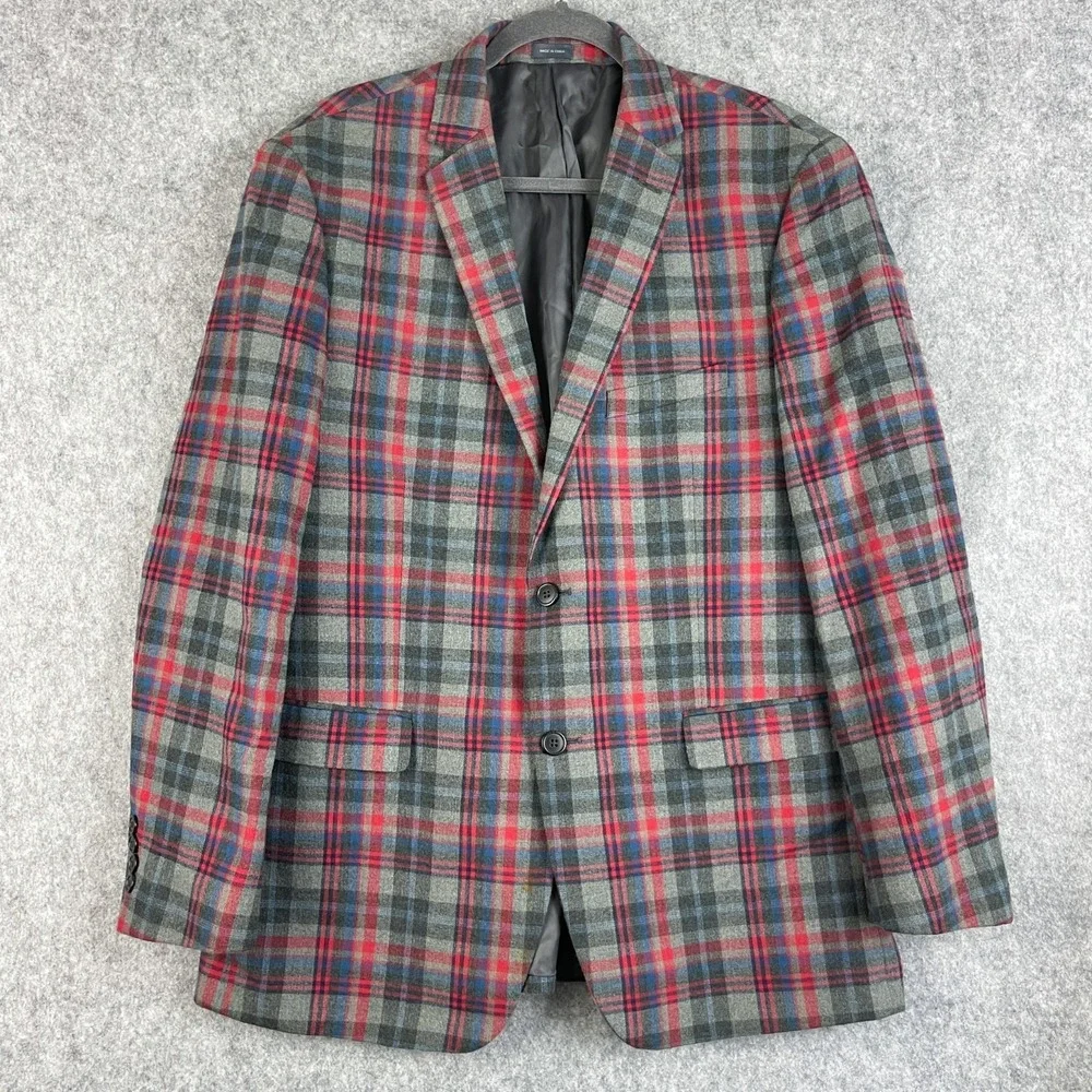 Madison Blazer Sport Coat Mens 42R Plaid Modern Fit 2 Button Preppy Academia